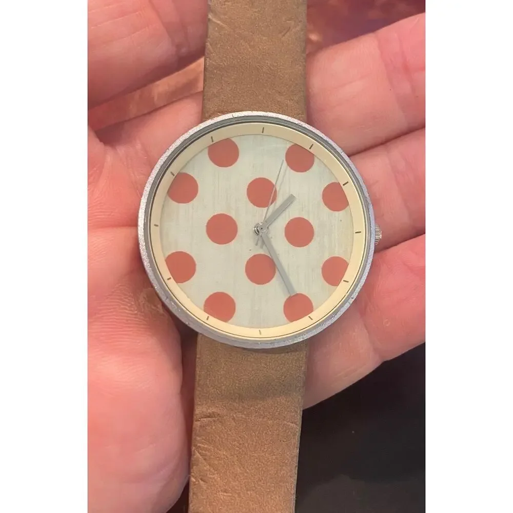 Women's 38mm Brushed Metal Tone Gaiety Watch, Polka Dot Face